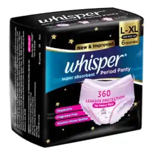 Whsiper Super Absorbent Perid Panty L-XL 6s